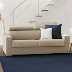 Divano in legno e ferro rivestito in tessuto beige 180x95x85h cm - Kiev