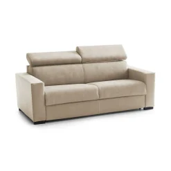 Divano in legno e ferro rivestito in tessuto beige 180x95x85h cm - Kiev