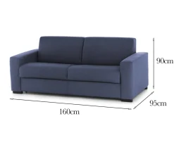 Divano in legno e ferro rivestito in tessuto blu 160x95x90h cm - Malachite
