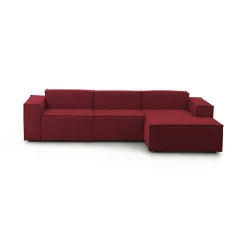 Divano in legno e ferro rivestito in tessuto rosso 300x170x70h cm - Ananas