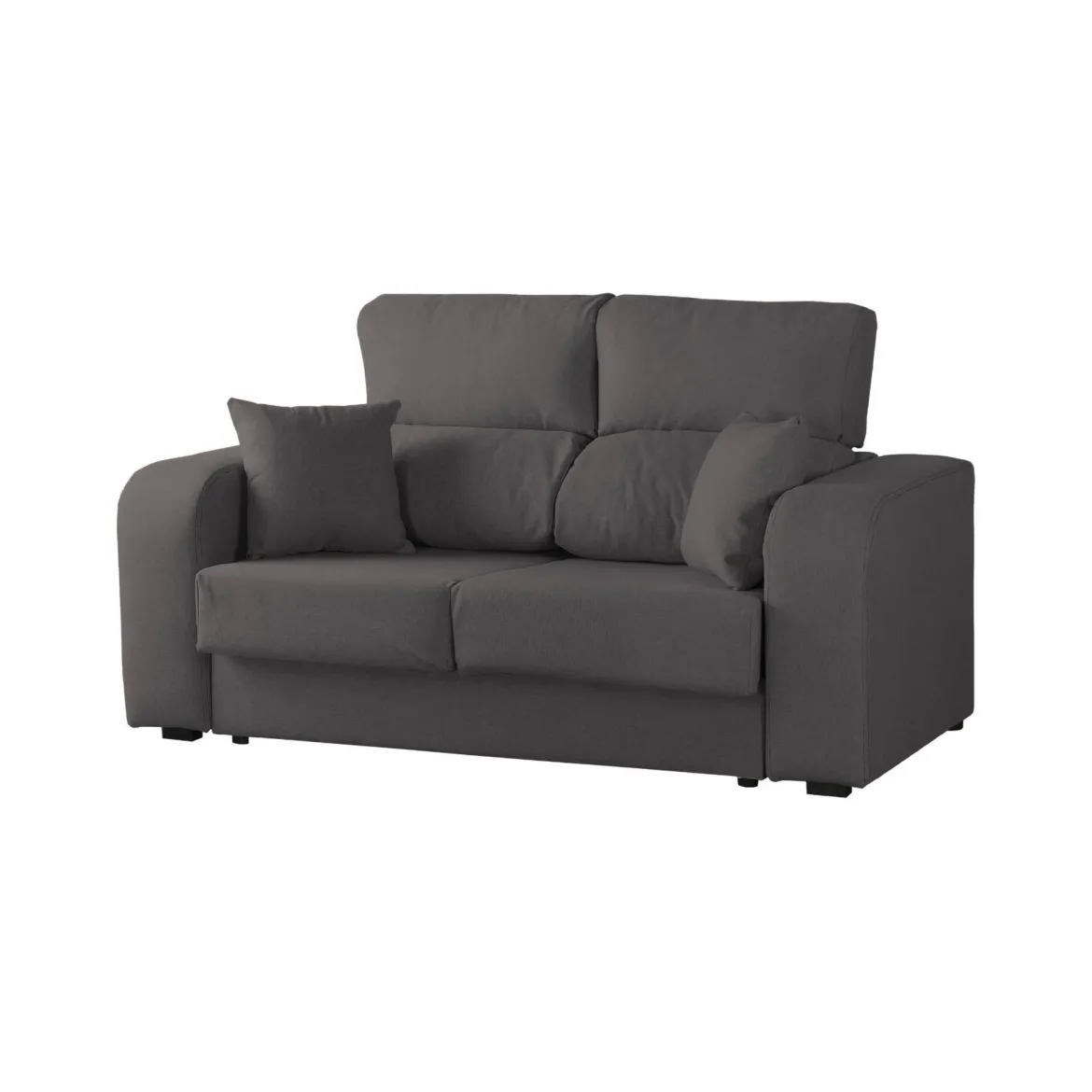 Divano in legno e metallo rivestito in tessuto antracite 160x80x95h cm - Asazi