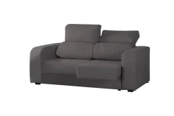 Divano in legno e metallo rivestito in tessuto antracite 160x80x95h cm - Asazi