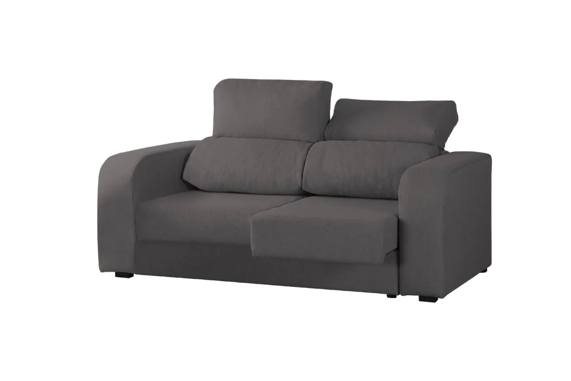 Divano in legno e metallo rivestito in tessuto antracite 160x80x95h cm - Asazi