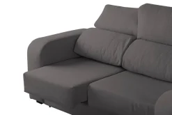 Divano in legno e metallo rivestito in tessuto antracite 160x80x95h cm - Asazi