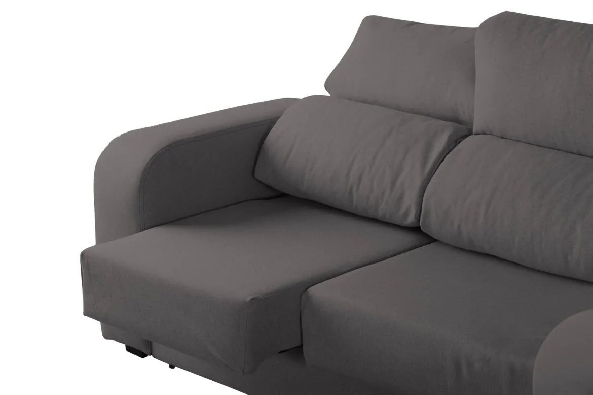 Divano in legno e metallo rivestito in tessuto antracite 160x80x95h cm - Asazi