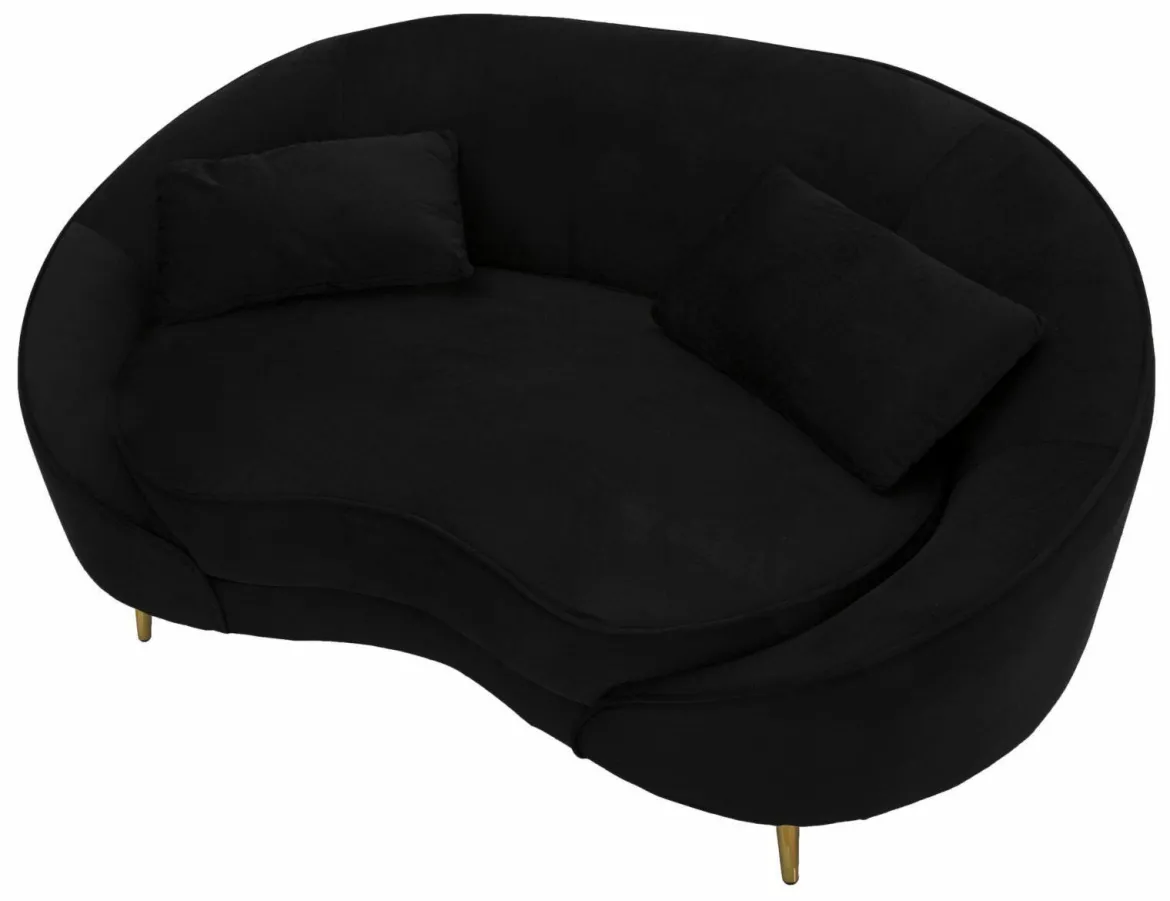 Divano in legno e metallo rivestito in tessuto nero e oro 148x84x68h cm - Gupta