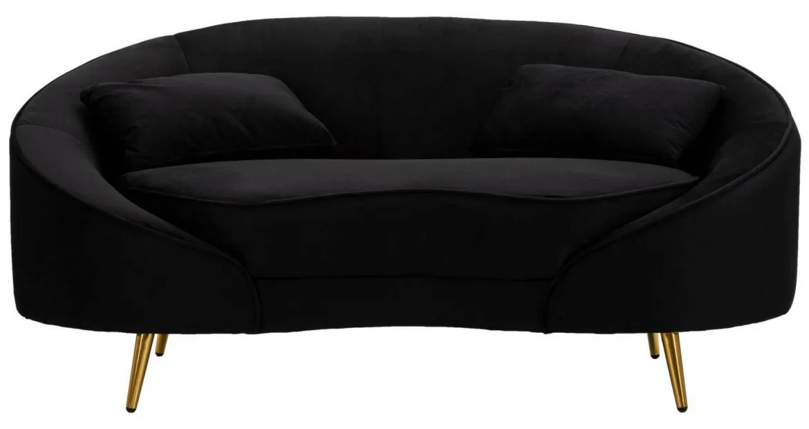 Divano in legno e metallo rivestito in tessuto nero e oro 148x84x68h cm - Gupta