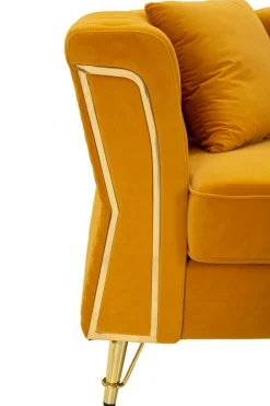 Divano in legno rivestito in tessuto ocra e oro 162x83x76h cm - Casio
