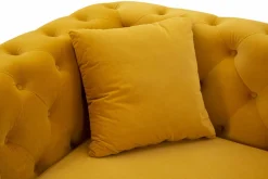 Divano in legno rivestito in tessuto ocra e oro 162x83x76h cm - Casio