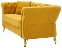 Divano in legno rivestito in tessuto ocra e oro 162x83x76h cm - Casio