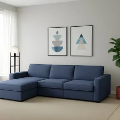 Divano in metallo rivestito in tessuto blu 260x95x90h cm - Sodalite