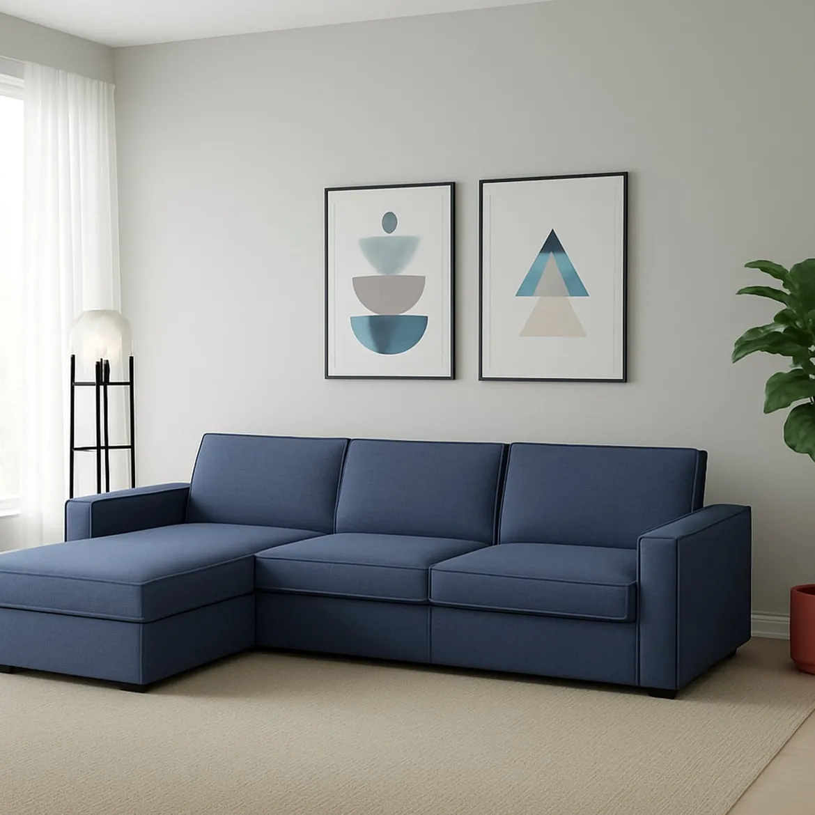 Divano in metallo rivestito in tessuto grigio 280x95x90h cm - Anila