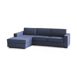 Divano in metallo rivestito in tessuto blu 260x95x90h cm - Sodalite