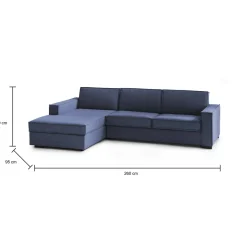Divano in metallo rivestito in tessuto grigio 280x95x90h cm - Anila