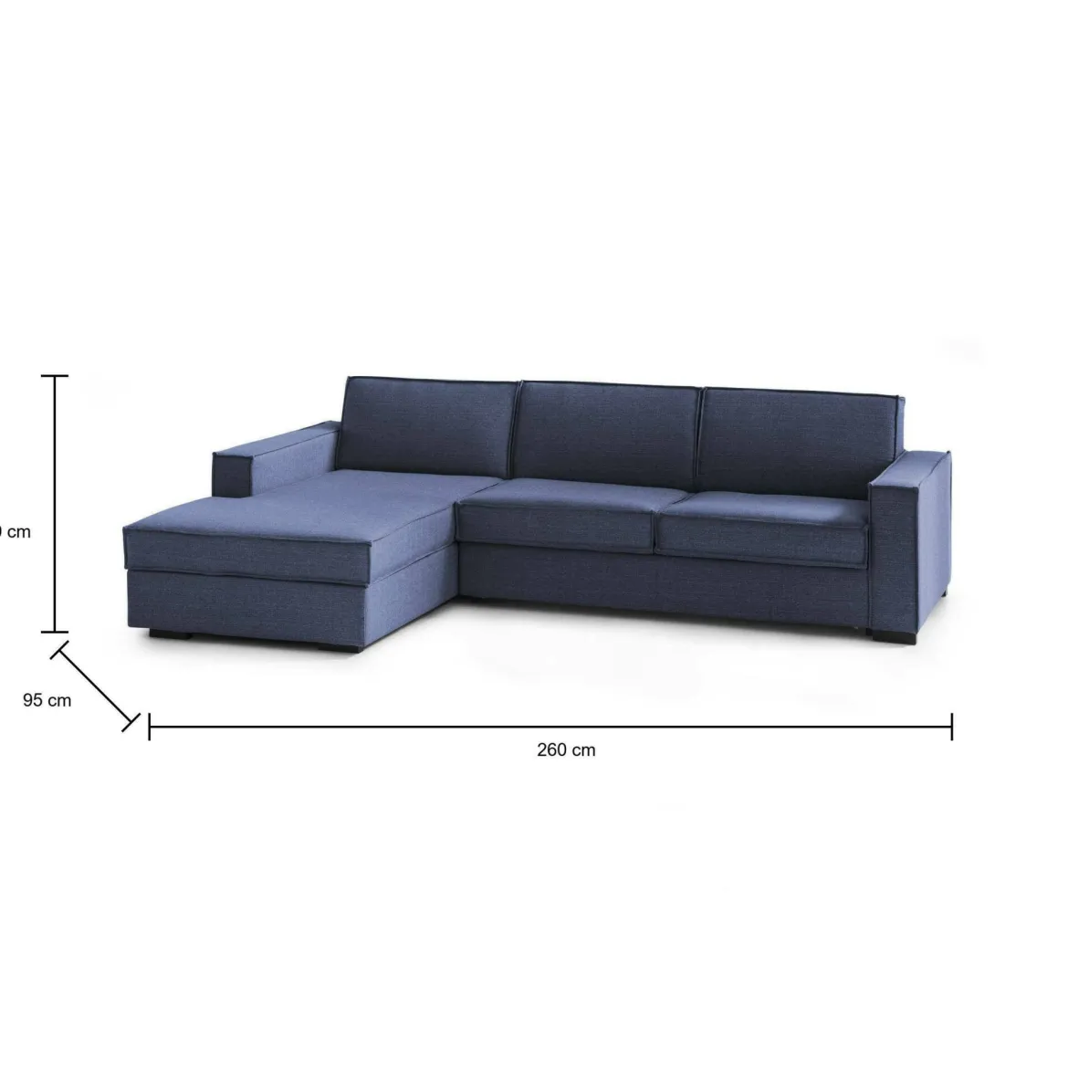 Divano in metallo rivestito in tessuto grigio 280x95x90h cm - Anila