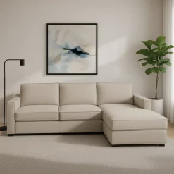 Divano in metallo rivestito in tessuto tortora 260x95x90h cm - Assobasso