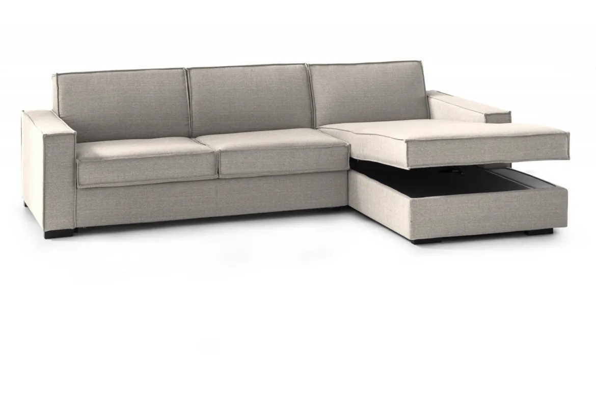 Divano in metallo rivestito in tessuto tortora 260x95x90h cm - Assobasso