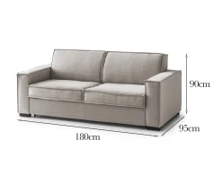 Divano lavabile tortora 180x95x90h cm - Ayramah