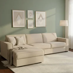 Divano letto angolare beige 280x95cm - Allaida
