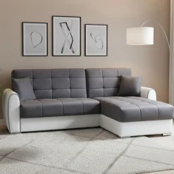 Divano letto angolare bianco e grigio 246x160cm - Argos