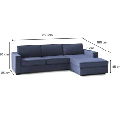 Divano letto angolare blu 260x95cm - Afar