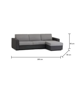Divano letto angolare grigio e antracite 280x95cm - Aika