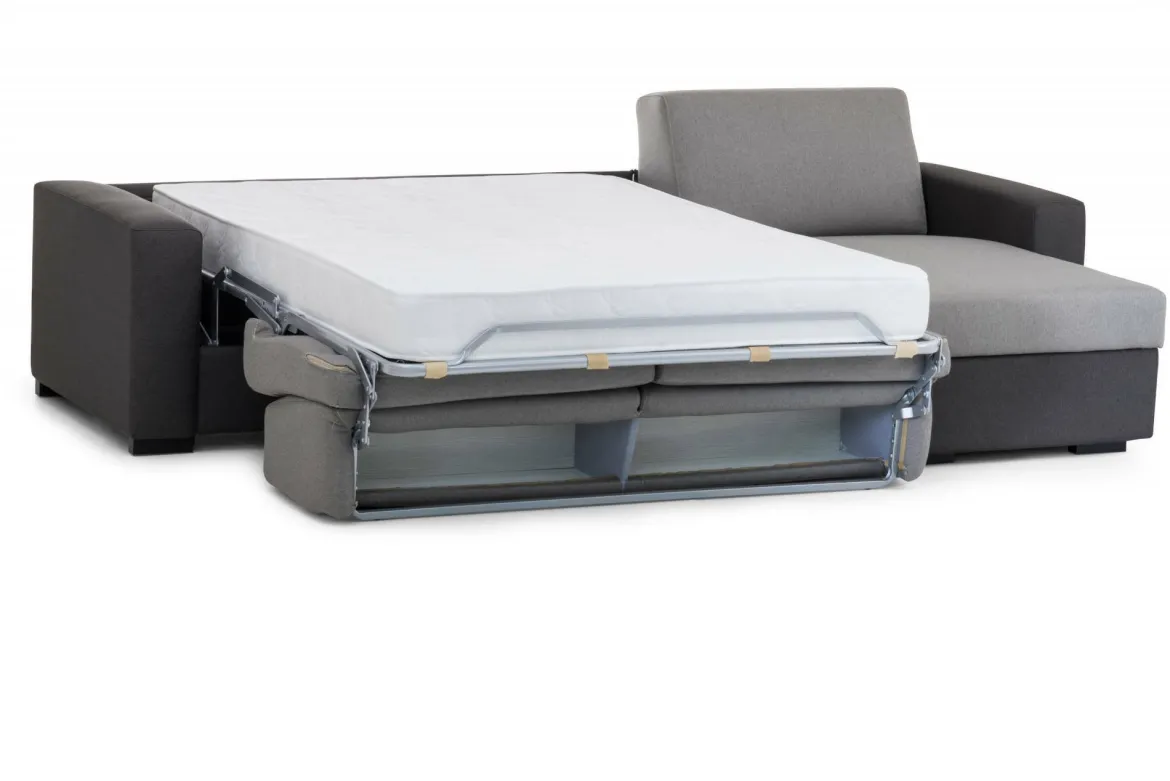 Divano letto angolare grigio e antracite 280x95cm - Aika