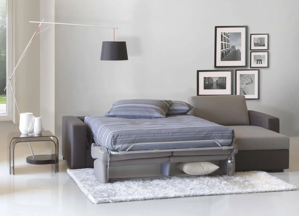 Divano letto angolare grigio e antracite 280x95cm - Aika