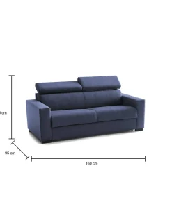 Divano letto apertura girevole blu 160x95cm - Alinia