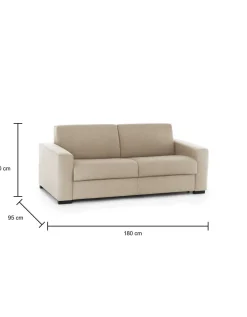 Divano letto certificato beige 180x95cm - Asimi