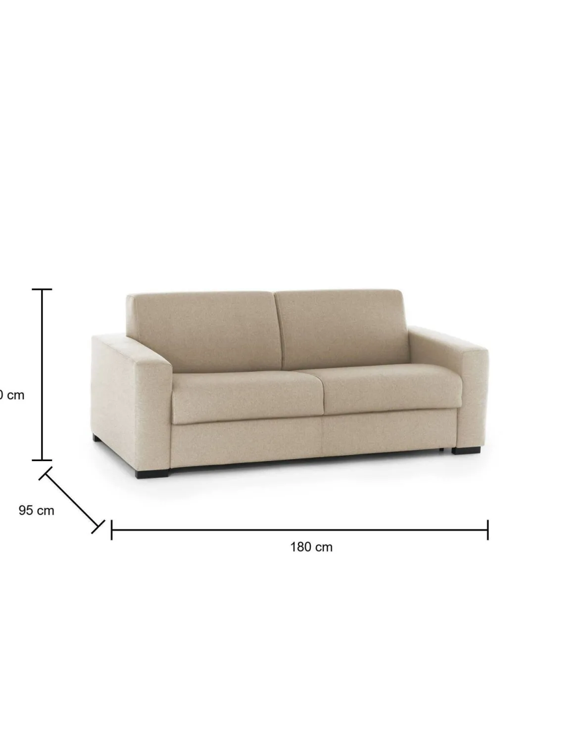 Divano letto certificato beige 180x95cm - Asimi