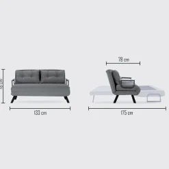 Divano letto comodo crema 133x78cm - Calvin