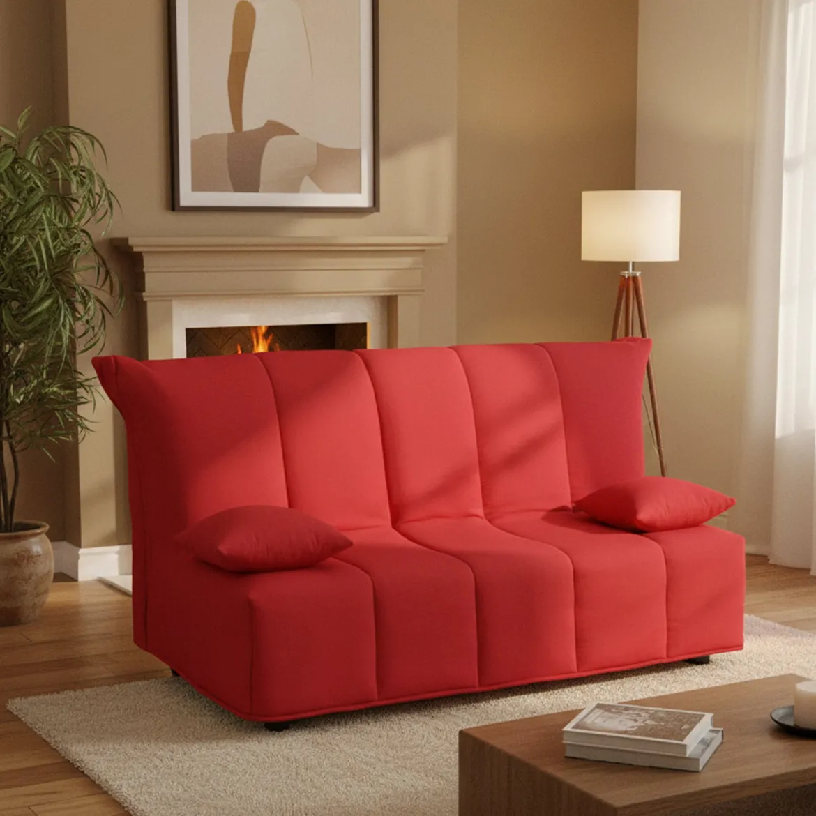 Divano letto comodo rosso 125x90cm - Ariska