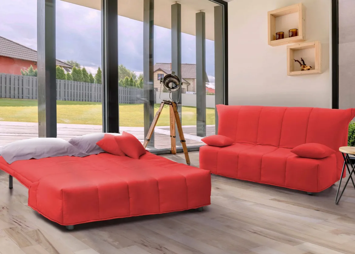 Divano letto comodo rosso 125x90cm - Ariska