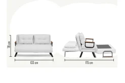 Divano letto compatto bianco 133x78cm - Calvin