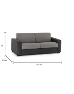 Divano letto compatto grigio e antracite 200x95cm - Zinnia