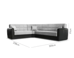 Divano letto compatto nero e grigio 305x238cm - Gaillardia