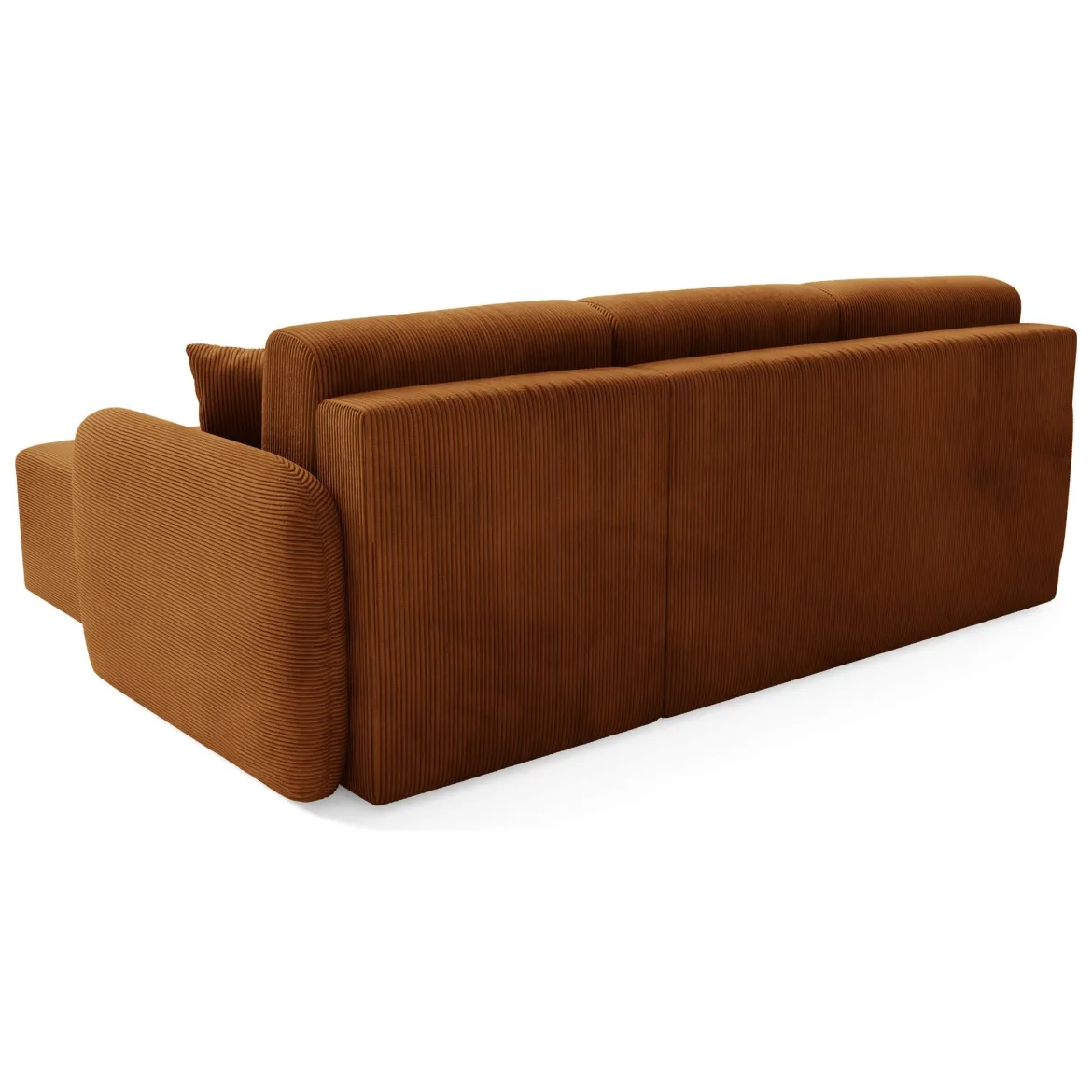 Divano Letto con Penisola Arancione Contenitore Reversibile 245x185 cm, Reclinabile - Ranco