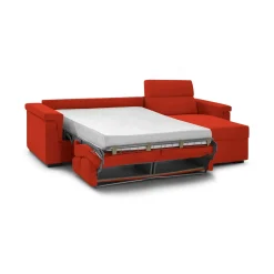 Divano Letto con Penisola Arancione Sfoderabile Contenitore 285x160 cm, Idrorepellente Multiposizione Trasformabile in Letto Made in Italy - Tolle