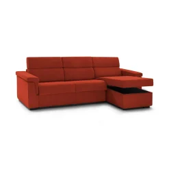 Divano Letto con Penisola Arancione Sfoderabile Contenitore 285x160 cm, Idrorepellente Multiposizione Trasformabile in Letto Made in Italy - Tolle