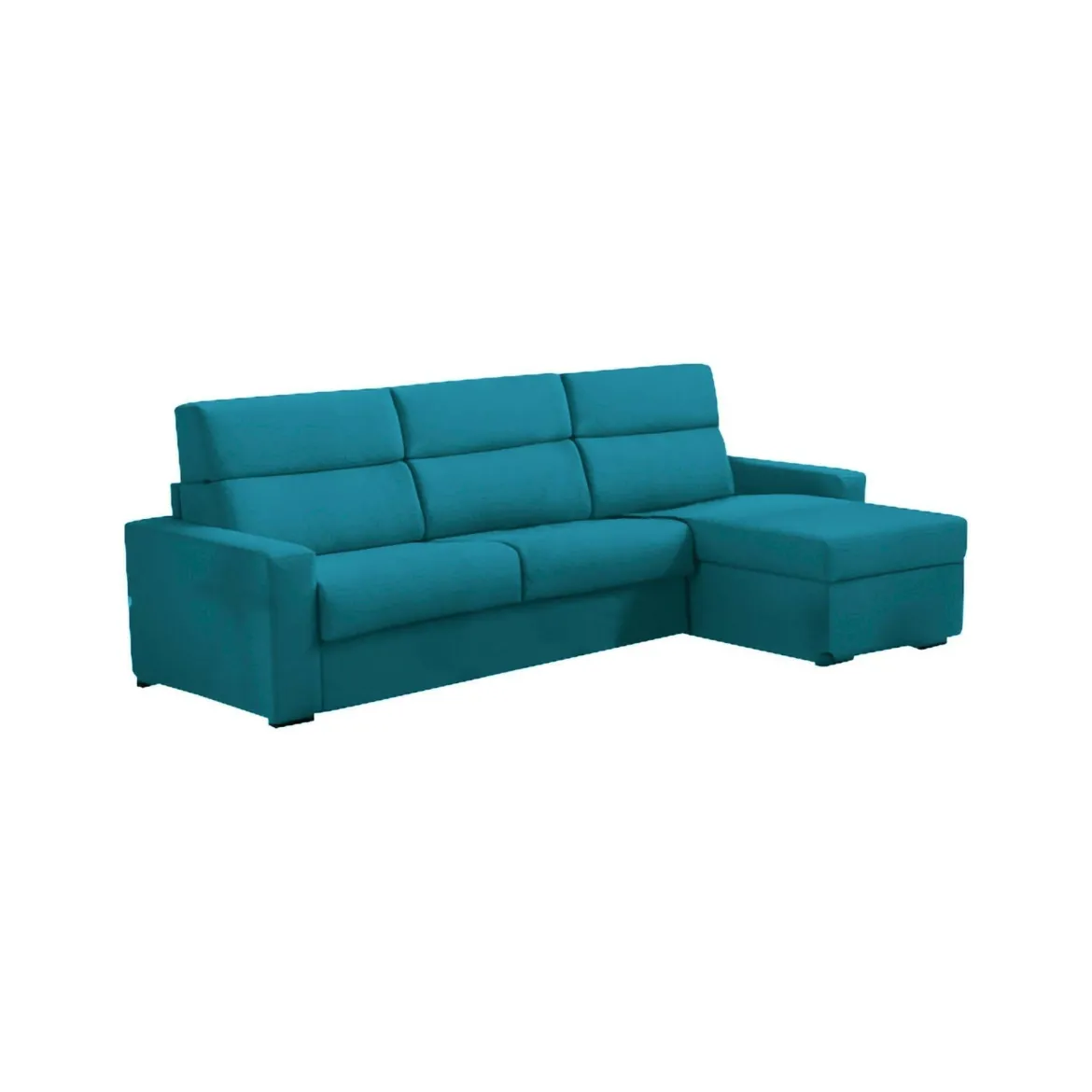 Divano Letto con Penisola Azzurro Sfoderabile Contenitore 280x160 cm, Idrorepellente Multiposizione Trasformabile in Letto Made in Italy - Celleno
