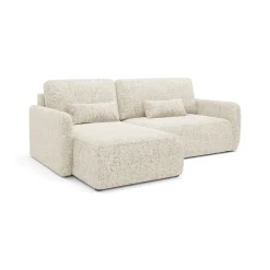 Divano Letto con Penisola Beige Chiaro Contenitore Reclinabile 207x148 cm, Reversibile - Pagno