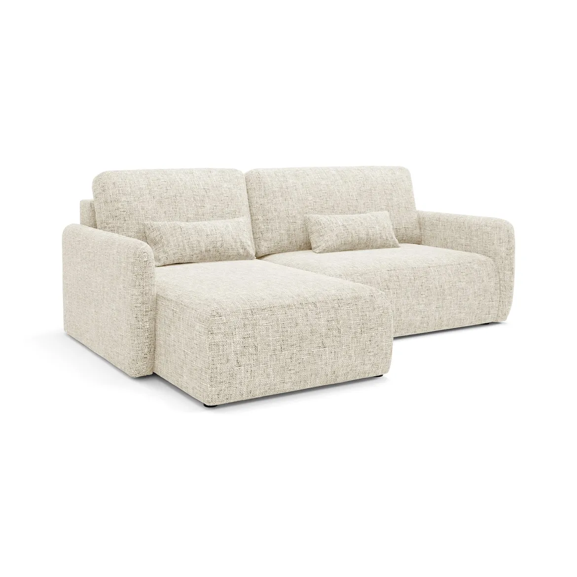 Divano Letto con Penisola Beige Chiaro Contenitore Reclinabile 207x148 cm, Reversibile - Pagno