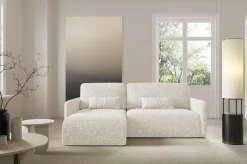 Divano Letto con Penisola Beige Chiaro Contenitore Reclinabile 207x148 cm, Reversibile - Pagno