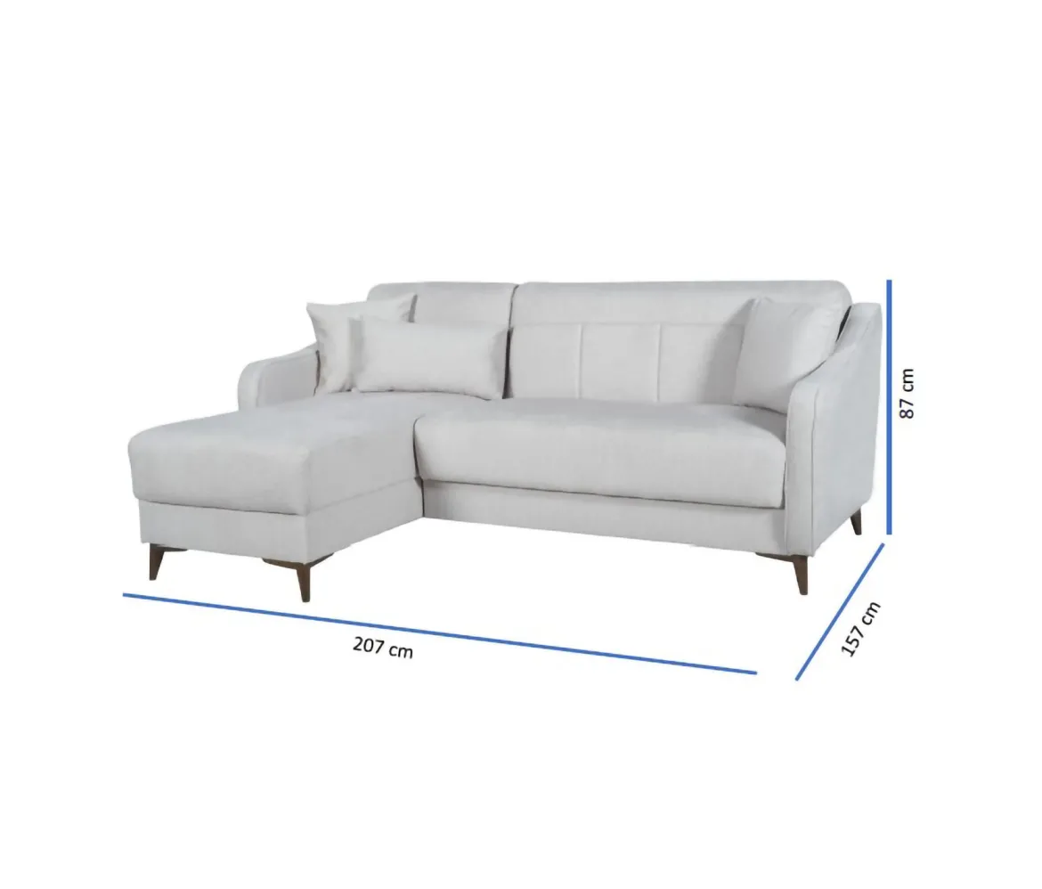Divano Letto con Penisola Beige Contenitore 207x157 cm, Lavabile - Propata