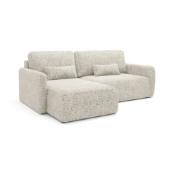 Divano Letto con Penisola Beige Contenitore Reclinabile 207x148 cm, Reversibile - Pagno