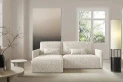 Divano Letto con Penisola Beige Contenitore Reclinabile 229x148 cm, Cuscini Sfoderabili - Rezzo