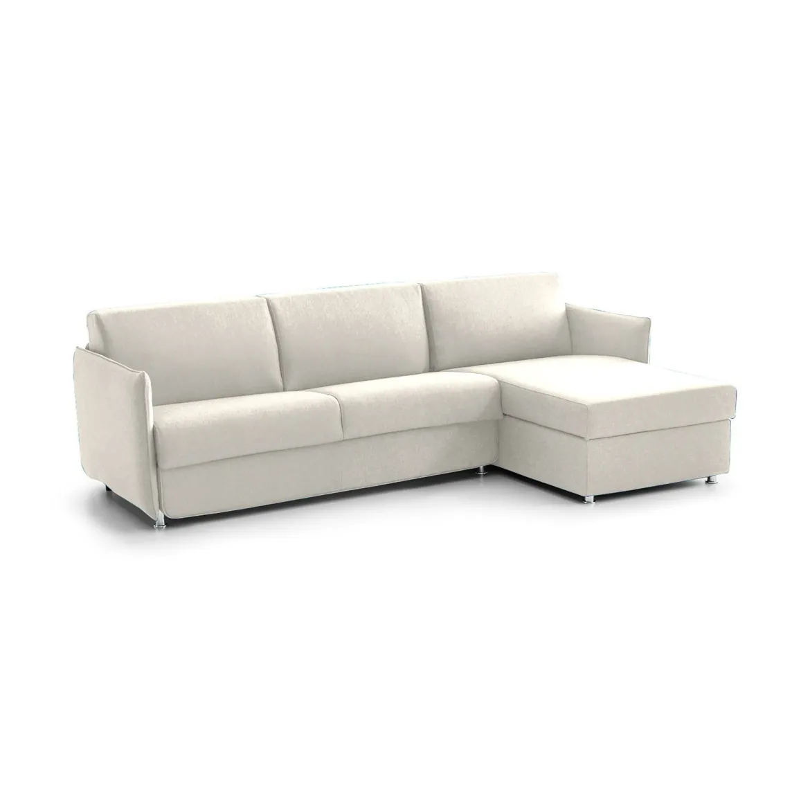Divano Letto con Penisola Beige Sfoderabile Contenitore 260x160 cm, Idrorepellente Trasformabile in Letto Made in Italy - Sumirago