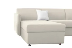 Divano Letto con Penisola Beige Sfoderabile Contenitore 260x160 cm, Idrorepellente Trasformabile in Letto Made in Italy - Sumirago