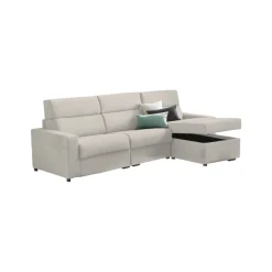 Divano Letto con Penisola Beige Sfoderabile Contenitore 280x160 cm, Idrorepellente Multiposizione Trasformabile in Letto Made in Italy - Pusiano
